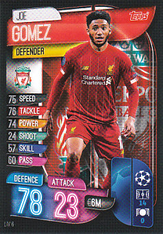 Joe Gomez Liverpool 2019/20 Topps Match Attax CL #LIV6